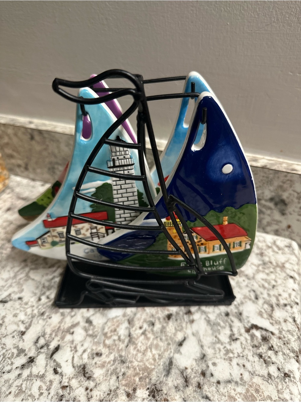 Blue and White Coastal Hot plate  Holder - Unbranded